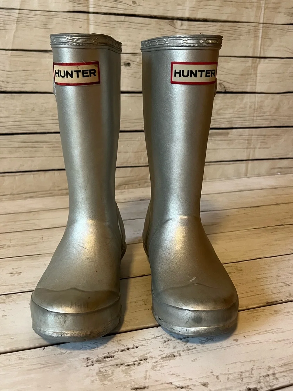 Toddler Girl’s Silver Hunter Boots Size 11